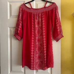 Coral Embellished Dress with Relaxed Fit